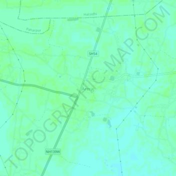 Mappa topografica Areraj, altitudine, rilievo