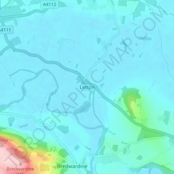 Mappa topografica Letton, altitudine, rilievo