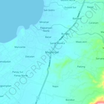 Mappa topografica Magsingal, altitudine, rilievo