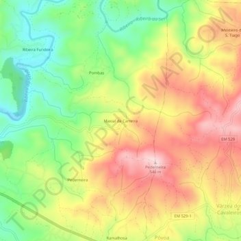Mappa topografica Maxial da Carreira, altitudine, rilievo