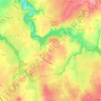 Mappa topografica Atré, altitudine, rilievo
