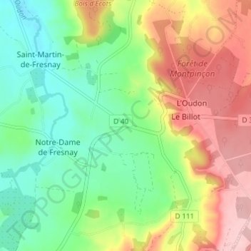 Mappa topografica La Maison Rouge, altitudine, rilievo