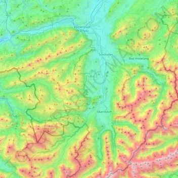 Mappa topografica Obermaiselstein, altitudine, rilievo