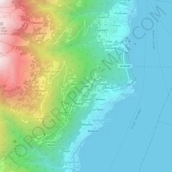 Mappa topografica Gallio, altitudine, rilievo