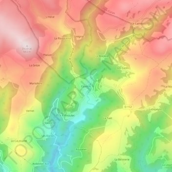 Mappa topografica Coudols, altitudine, rilievo