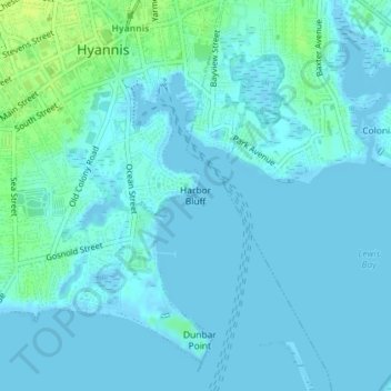 Mappa topografica Harbor Bluff, altitudine, rilievo