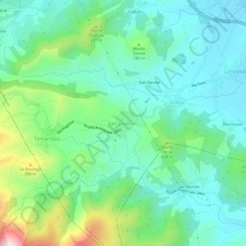 Mappa topografica San Lorenzo, altitudine, rilievo