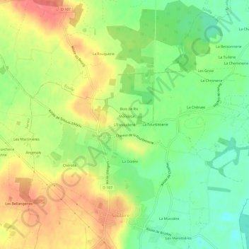 Mappa topografica L'Esnauderie, altitudine, rilievo