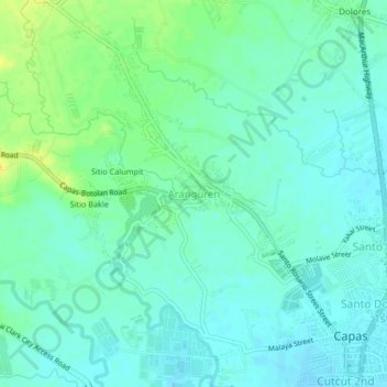 Mappa topografica Aranguren, altitudine, rilievo