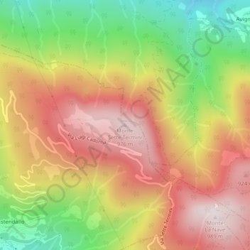 Mappa topografica Monte Sette Termini, altitudine, rilievo