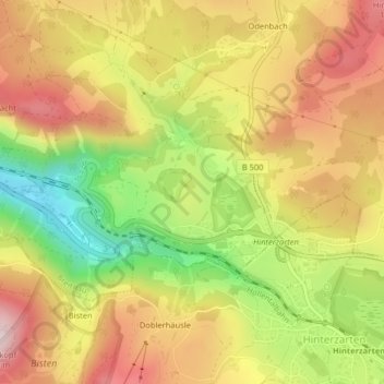 Mappa topografica Oberhöllsteig, altitudine, rilievo