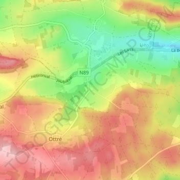 Mappa topografica Joubiéval, altitudine, rilievo