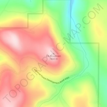 Mappa topografica Elk Mountain, altitudine, rilievo