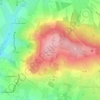 Mappa topografica Mont Pinçon, altitudine, rilievo