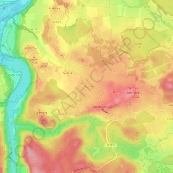 Mappa topografica Birkland, altitudine, rilievo