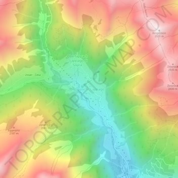 Mappa topografica Lappach - Lappago, altitudine, rilievo