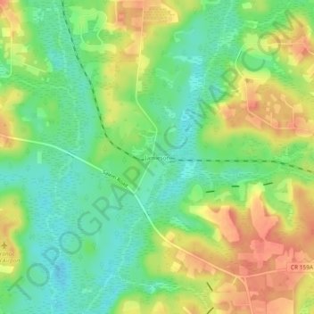 Mappa topografica Jamieson, altitudine, rilievo