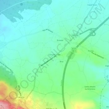 Mappa topografica Cova da Serpe, altitudine, rilievo