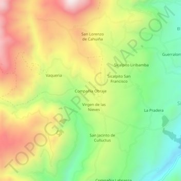 Mappa topografica Compañía Obraje, altitudine, rilievo