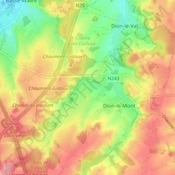 Mappa topografica Bonly, altitudine, rilievo