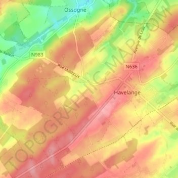 Mappa topografica Chaumont, altitudine, rilievo