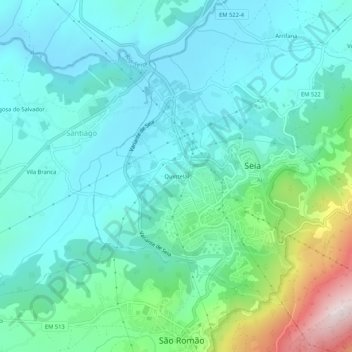 Mappa topografica Quintela, altitudine, rilievo