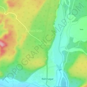 Mappa topografica Amdanda Gate, altitudine, rilievo