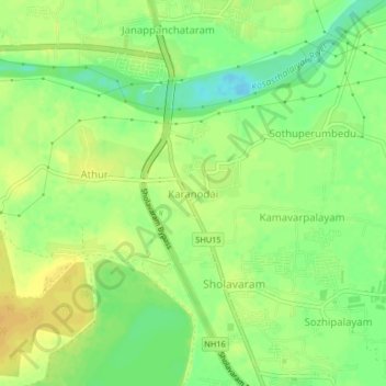 Mappa topografica Karanodai, altitudine, rilievo