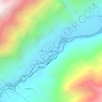 Mappa topografica Molaabad Mushko, altitudine, rilievo