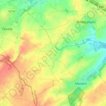 Mappa topografica Honsem, altitudine, rilievo