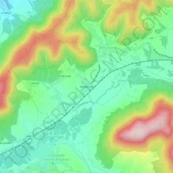 Mappa topografica Mengoutte, altitudine, rilievo