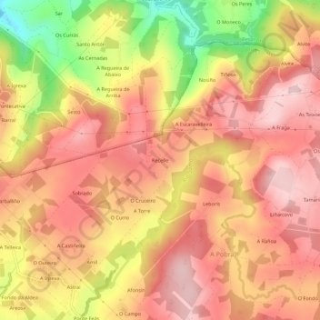 Mappa topografica Recelle, altitudine, rilievo