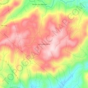 Mappa topografica Linha Mesquita, altitudine, rilievo