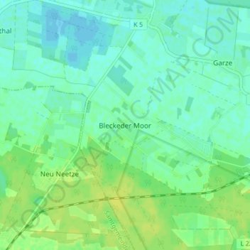 Mappa topografica Bleckeder Moor, altitudine, rilievo