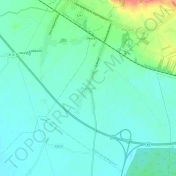 Mappa topografica Dubovac, altitudine, rilievo
