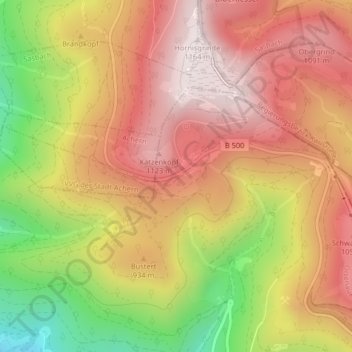 Mappa topografica B 500, altitudine, rilievo