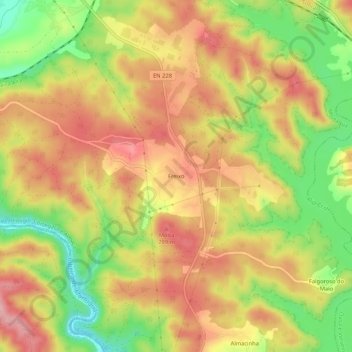 Mappa topografica Freixo, altitudine, rilievo