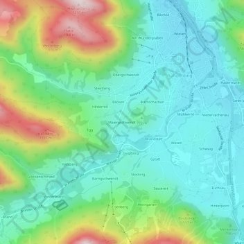Mappa topografica Maiergschwendt, altitudine, rilievo