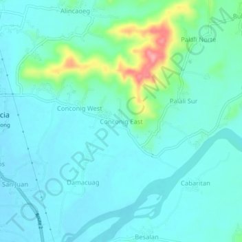 Mappa topografica Conconig East, altitudine, rilievo