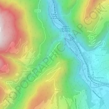 Mappa topografica Le Cudray, altitudine, rilievo