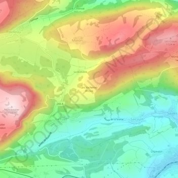 Mappa topografica Les Vacheries dessus, altitudine, rilievo
