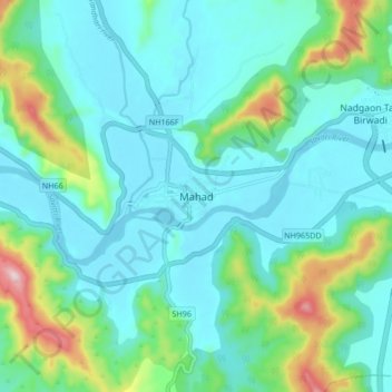 Mappa topografica Mahad, altitudine, rilievo