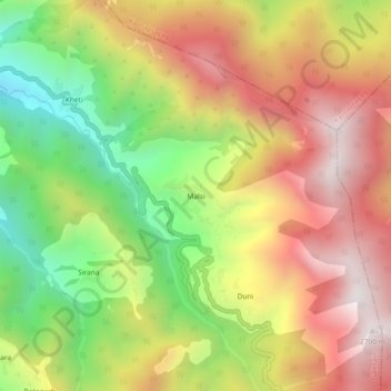 Mappa topografica Malsi, altitudine, rilievo