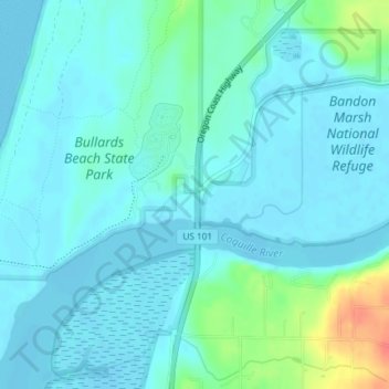 Mappa topografica Bullards, altitudine, rilievo