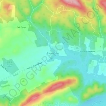 Mappa topografica Sharps Chapel, altitudine, rilievo
