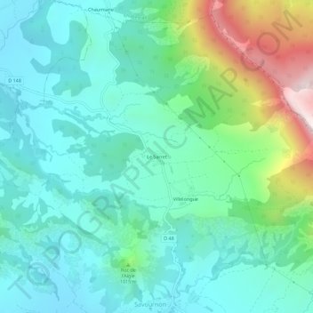 Mappa topografica Le Sarret, altitudine, rilievo