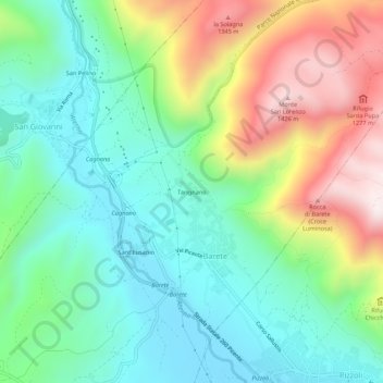 Mappa topografica Tarignano, altitudine, rilievo