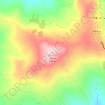 Mappa topografica Serra di Falco, altitudine, rilievo