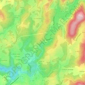 Mappa topografica Les Bariousses, altitudine, rilievo