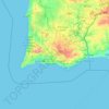 Mappa topografica Algarve, altitudine, rilievo